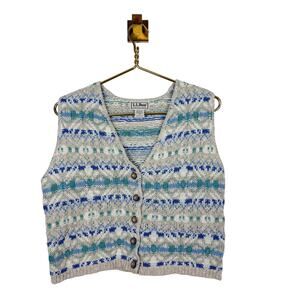 Vintage L.L. Bean Button Down Fair Isle Sweater Vest Sz M